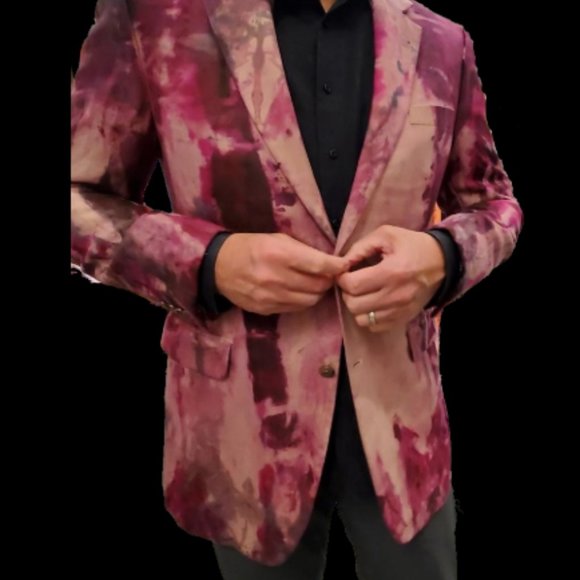 Silk Camel Custom designer dyed jacket suit Coat Blazer Gray Red black Large XL - Picture 1 of 6